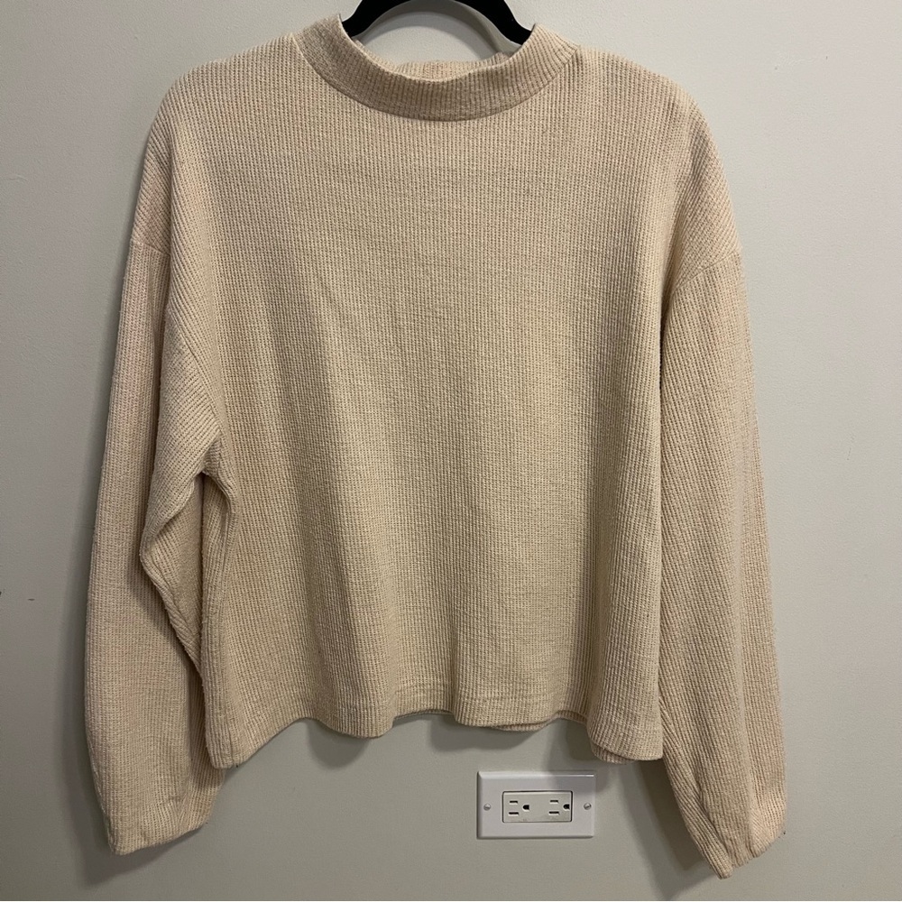 Zara Cream Ribbed Sweater